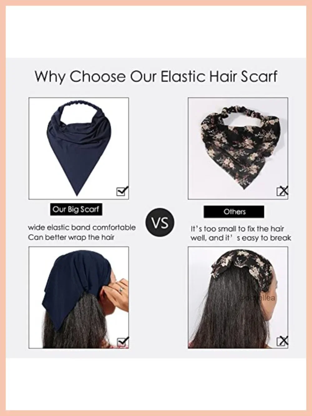 6 Pack Hair Scarf Headband for Women Elastic Bandana Non Slip Scarves with Clips